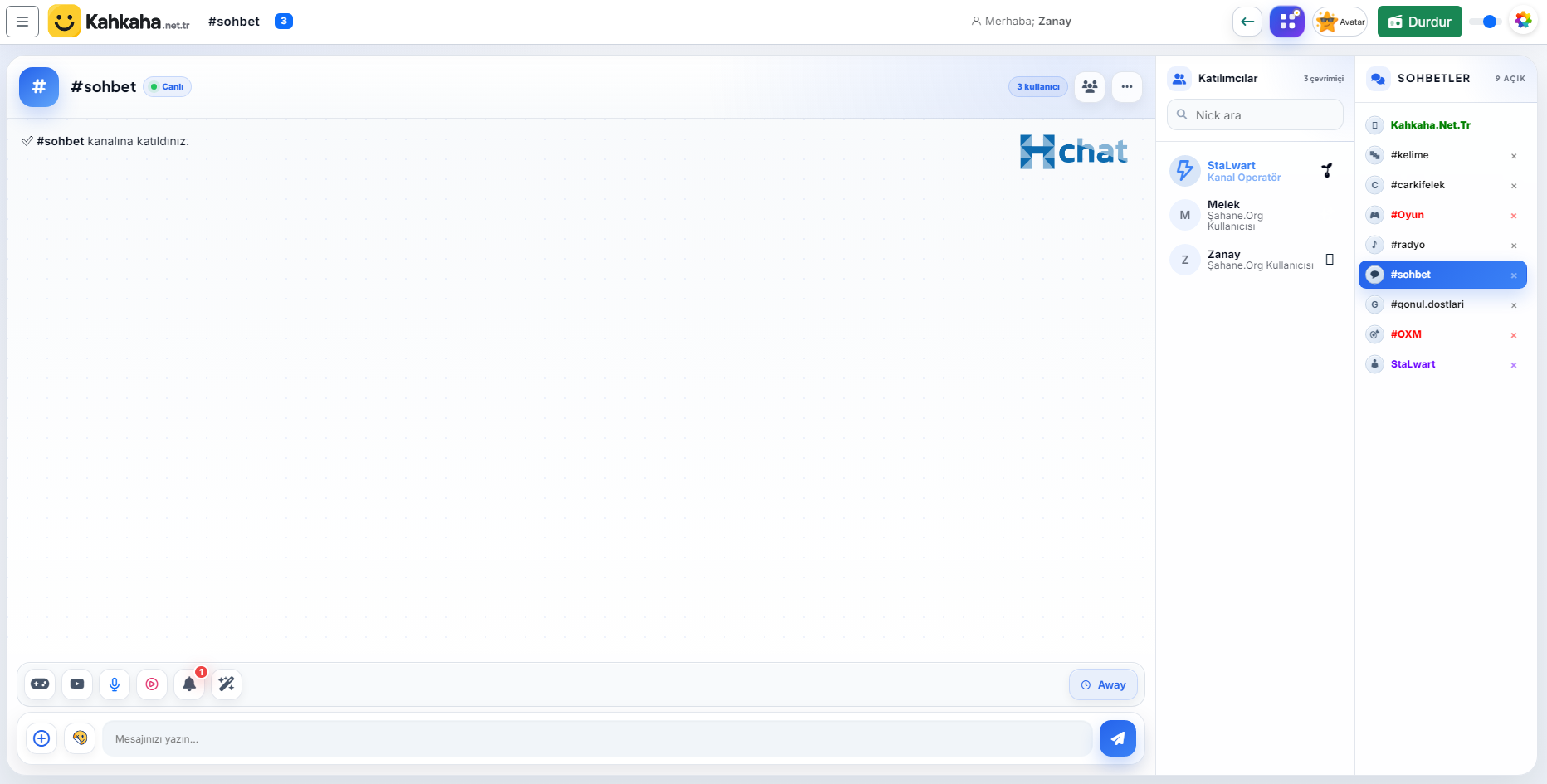 Kahkaha HChat masaüstü sohbet arayüzü